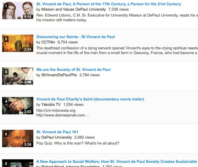 Vincent de Paul does YouTube