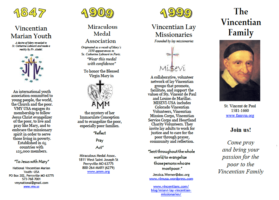 Vincentian Family Branches pamphlet