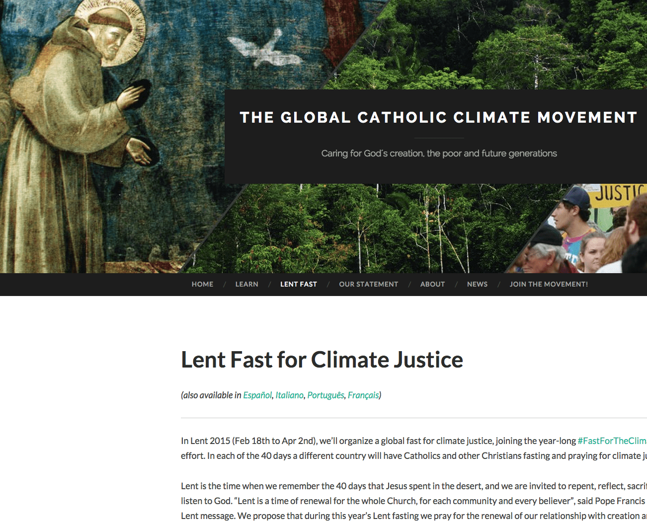 Global Catholic Climate Movement Fast