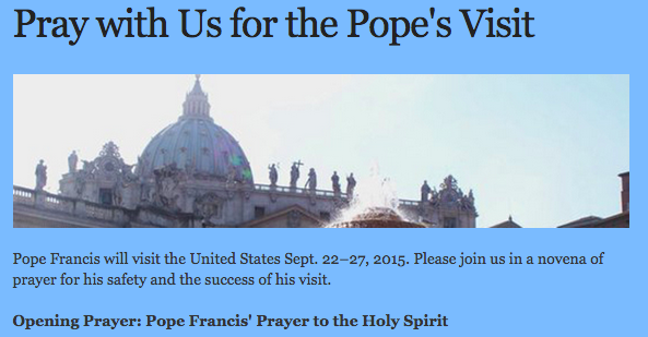 Novena during the Pope’s visit to the US