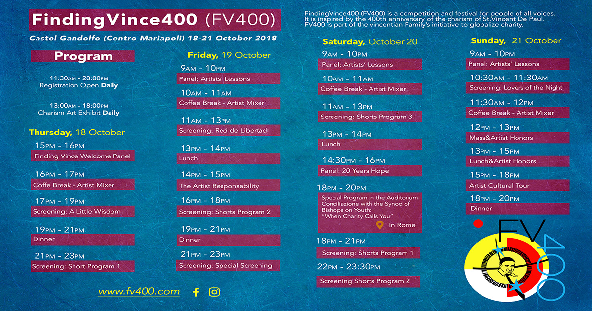 “Finding Vince 400” Symposium Schedule