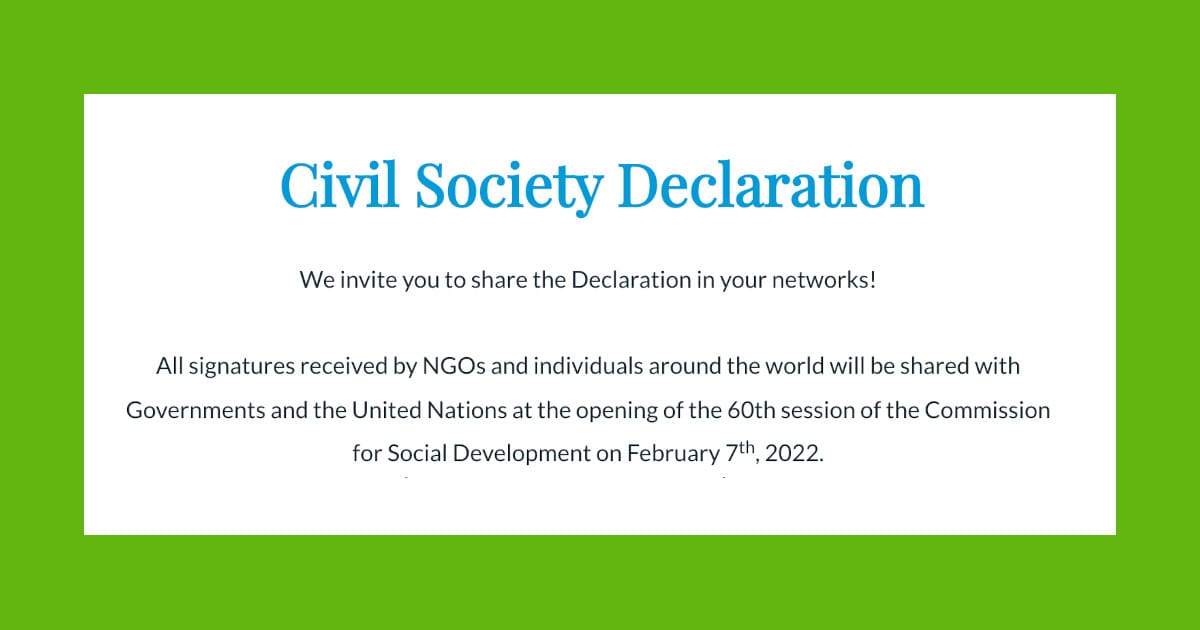Help Create a Better Future by Signing the Civil Society Declaration