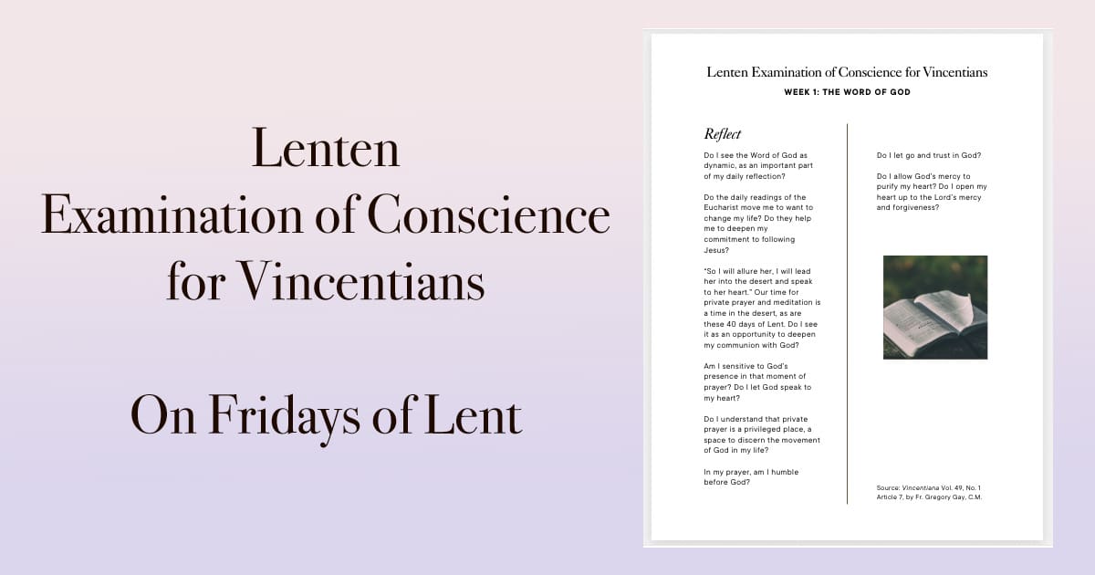 Lenten Examination of Conscience for Vincentians – Week 6