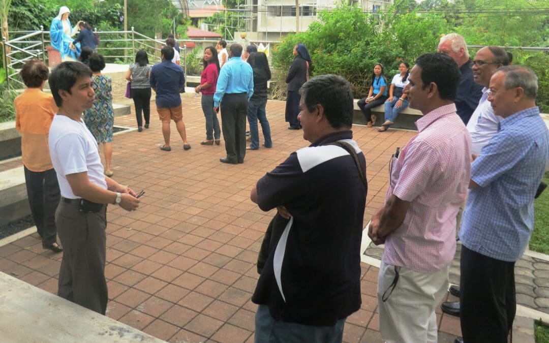 Fr. Kiko Magnaye, CM Shrine Director entertaining the delegates at the Mary’s Garden