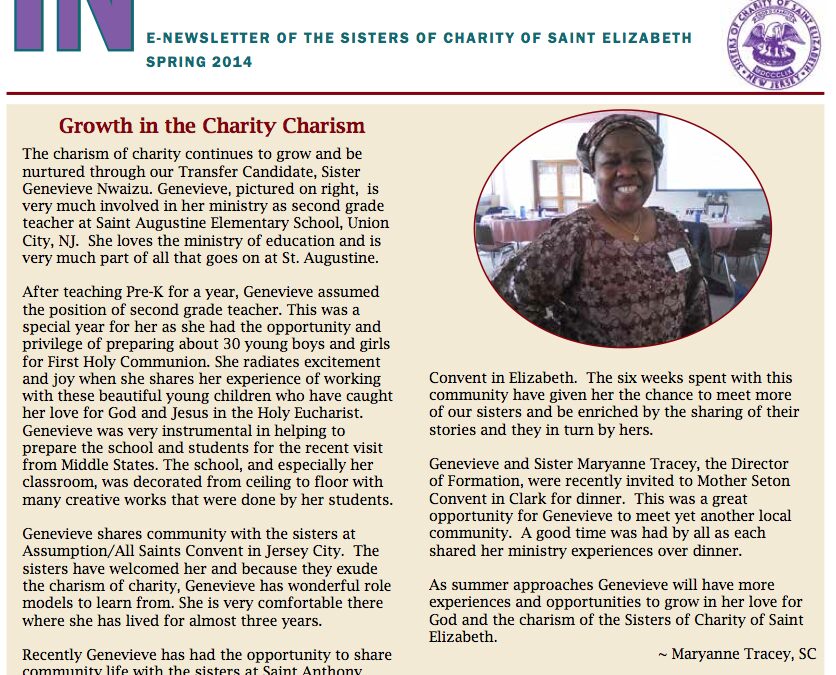 IN Formation Spring Newsletter of Sisters of Charity of St. Elizabeth