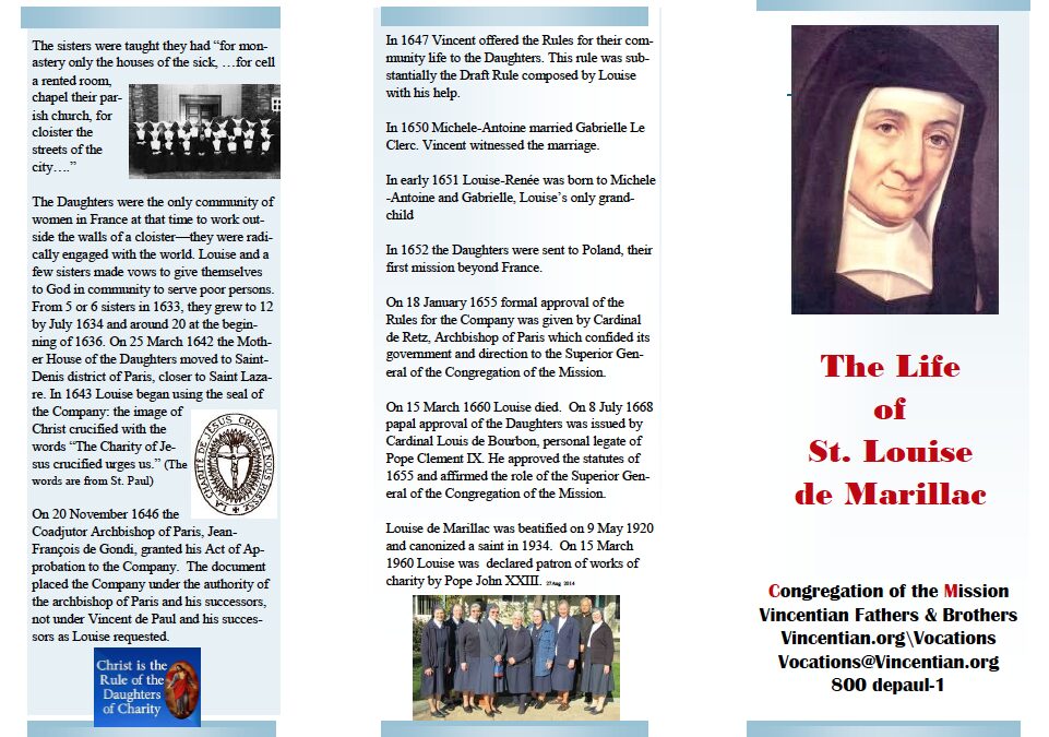 St. Louise trifold pamphlet