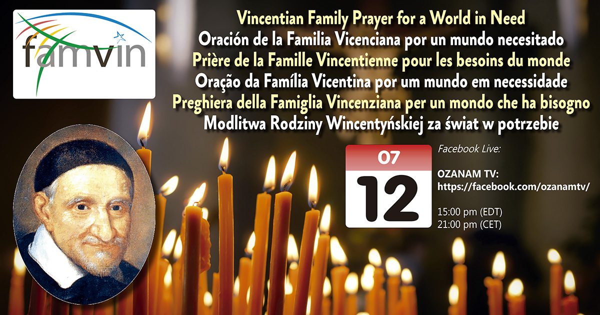 Lembre-se: no dia 12 de julho você está convidado a rezar com toda a Família Vicentina mundial