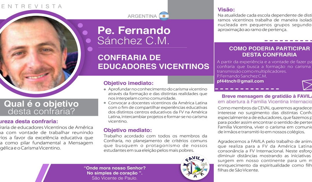 Entrevista com Pe. Fernando Sánchez, CM, coordenador da Confraria de Educadores Vicentinos