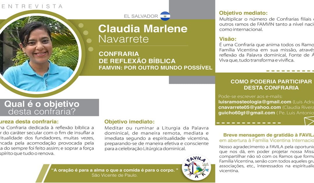 Entrevista com Claudia Marlene, coordenadora da Confraria de Reflexão Bíblica