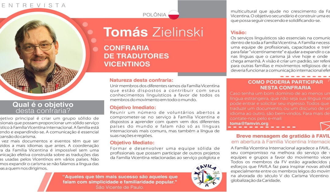 Entrevista com Tomás Zielinski, coordenador da Confraria de Tradutores vicentinos