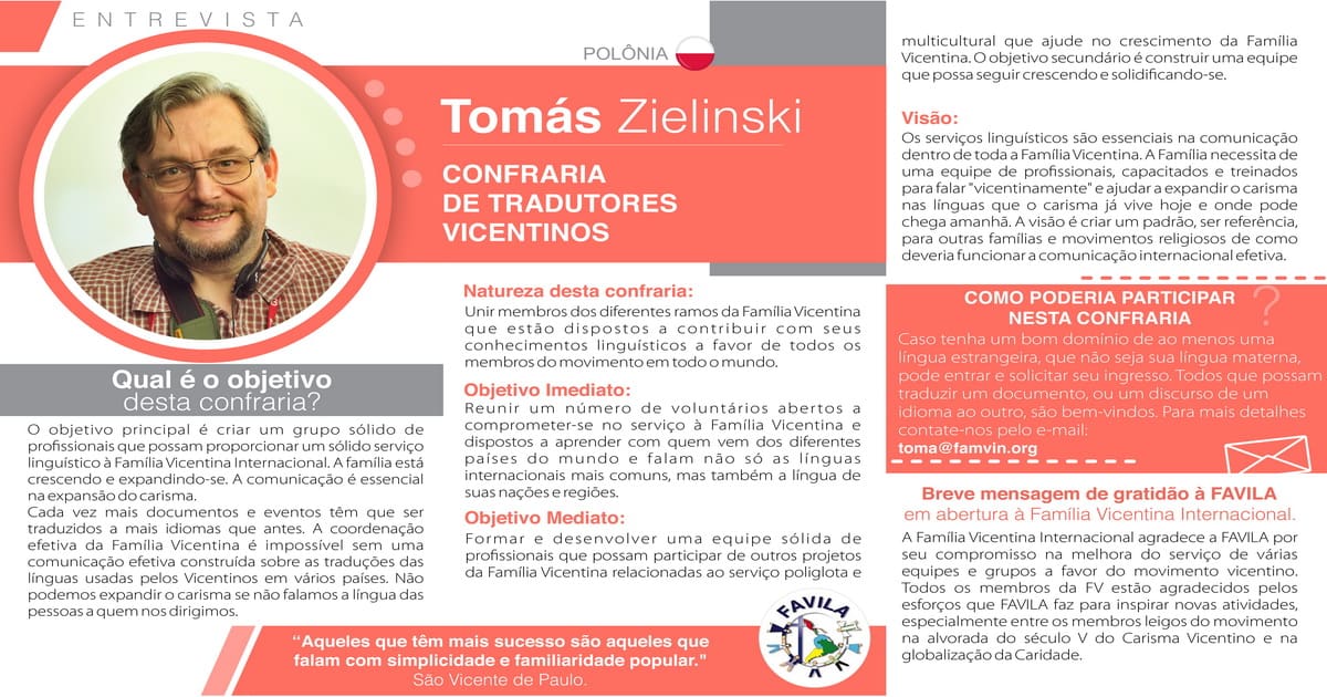 Entrevista com Tomás Zielinski, coordenador da Confraria de Tradutores vicentinos
