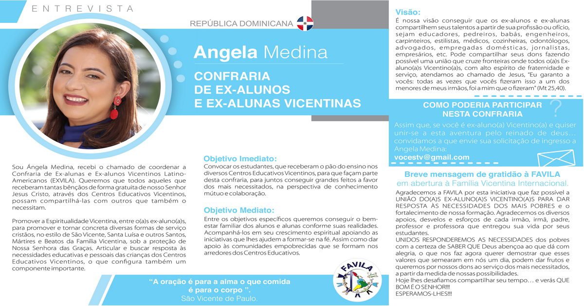 Entrevista com Angela Medina, coordenadora da Confraria de Ex-alunas e Ex-alunos Vicentinos Latino-Americanos
