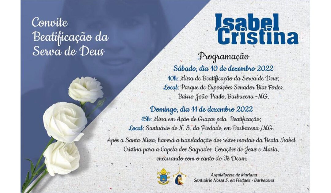 Convite para a beatificação da vicentina serva de Deus Isabel Cristina