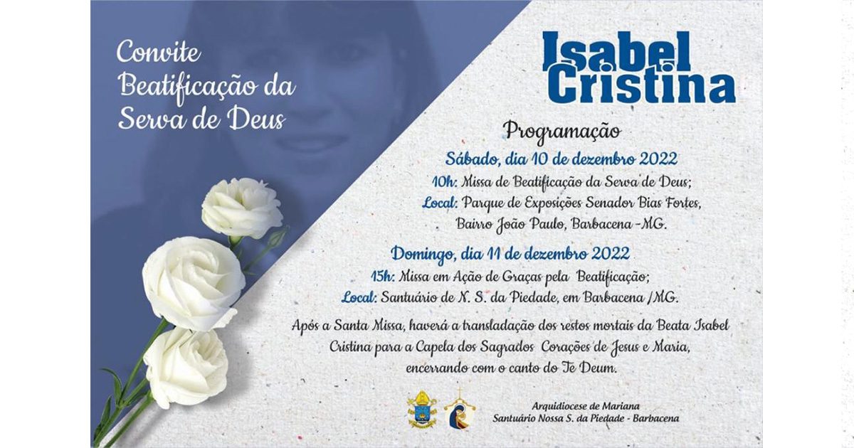 Convite para a beatificação da vicentina serva de Deus Isabel Cristina